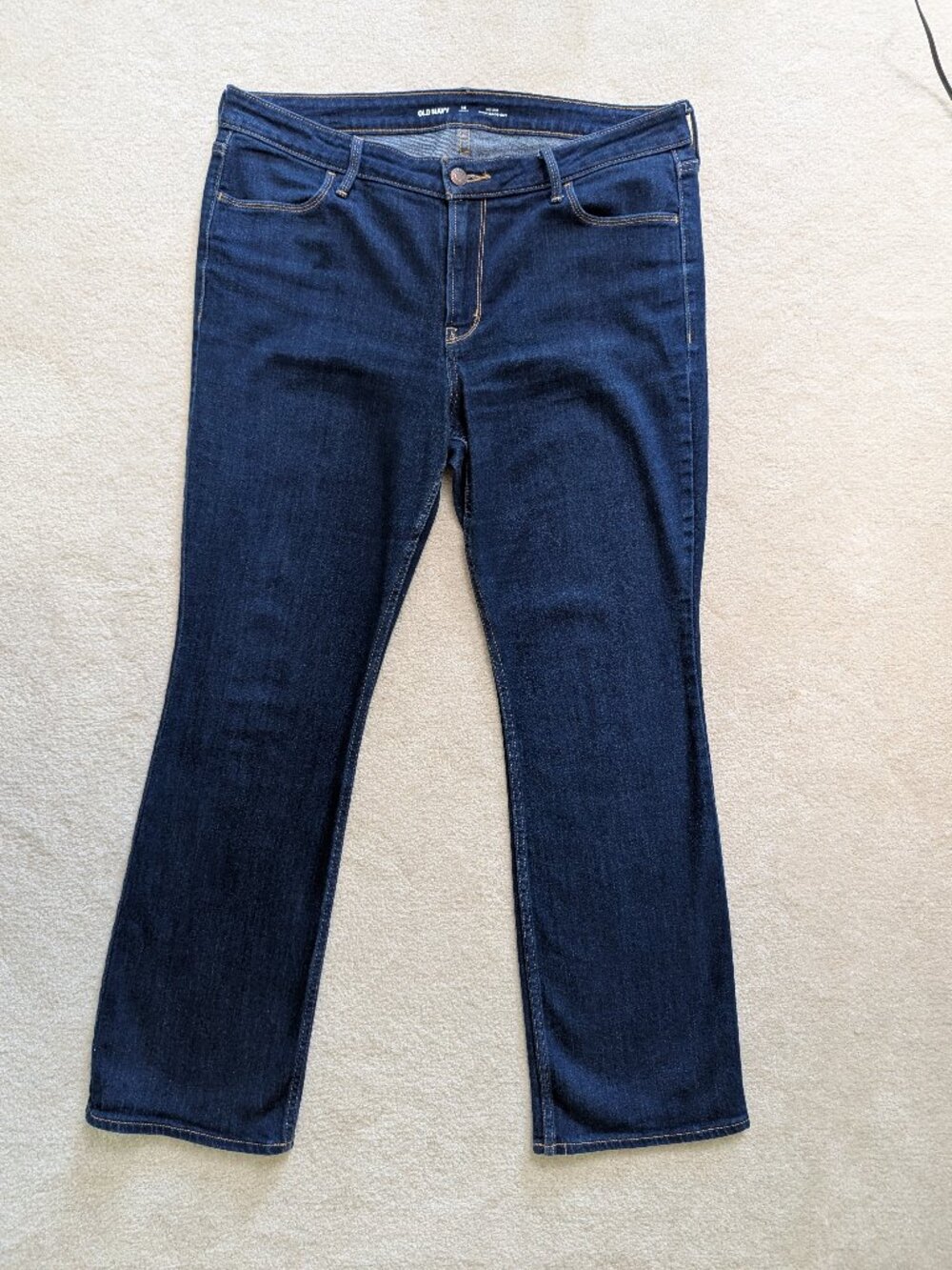 Old Navy Wow Boot-Cut Jeans Dark Wash Mid-Rise Size 14 Short 14S 28" Inseam